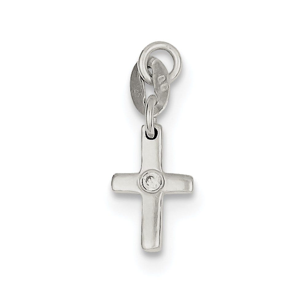 Cz Polished Cross Charm