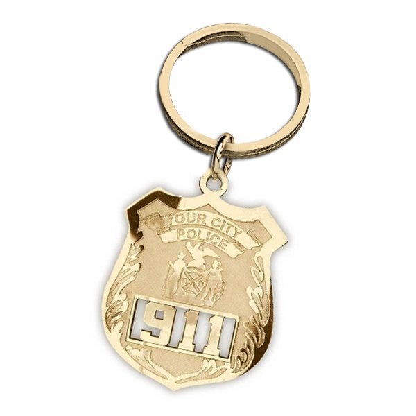 Personalized Police Badge Keychain with Badge & Department