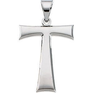 14K White Gold Tau Cross Pendant