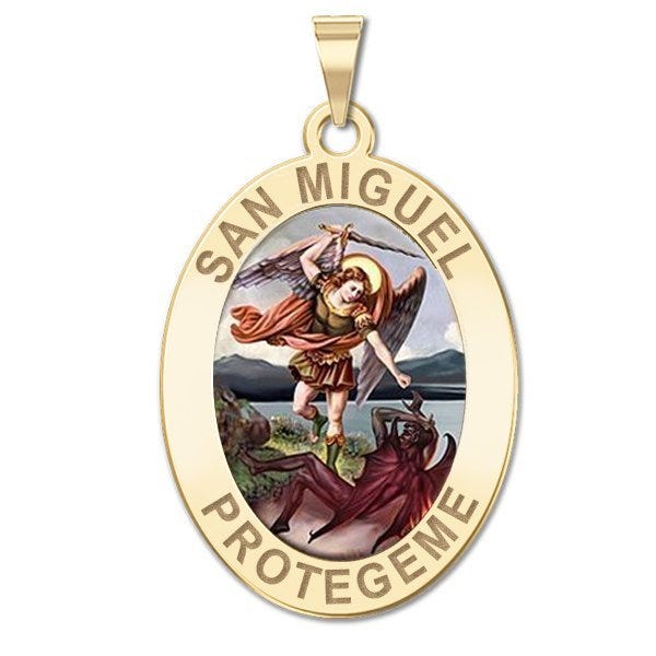 San Miguel Oval Color Religious Medal
