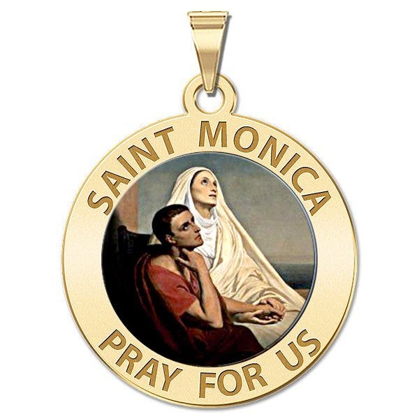 Saint Monica With Her Son Saint Augustine Religious Medal Color
