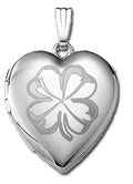 Sterling Silver "Sweetheart" 4 Leaf Clover Heart Locket