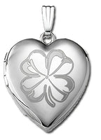 Sterling Silver "Sweetheart" 4 Leaf Clover Heart Locket