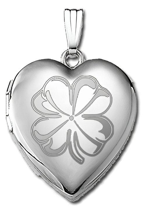 Sterling Silver "Sweetheart" 4 Leaf Clover Heart Locket