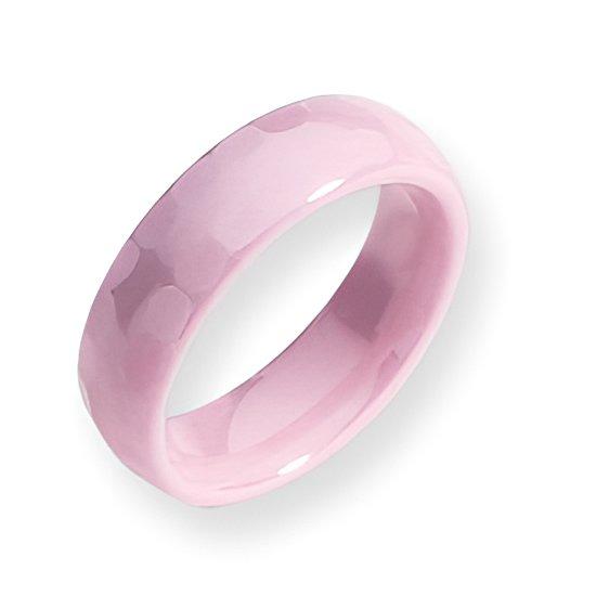 Ceramic Pink Faceted Approx. 0.24 Inch Polished Wedding Band