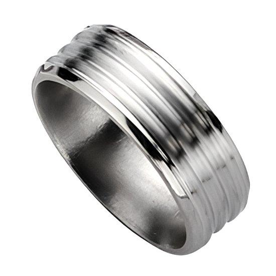 Titanium Grooved Beveled Edge Approx. 0.31 Inch Brushed and Polished Wedding Band