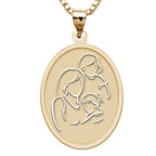 Mother with Two Daughters - Oval Pendant