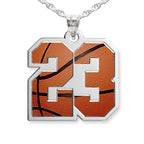 Color Enameled Basketball Number Charm or Pendant with 2 Digits