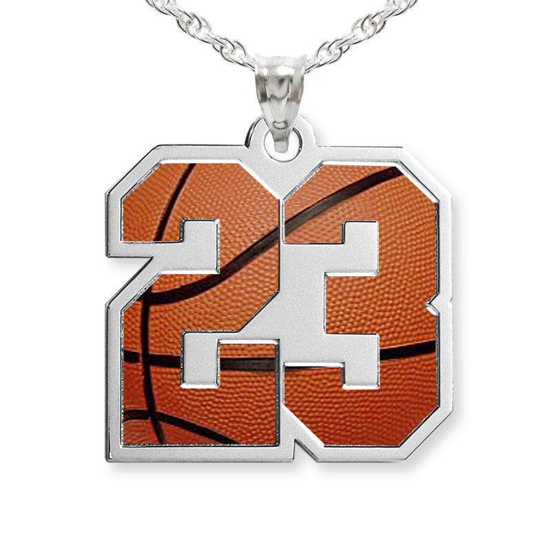 Color Enameled Basketball Number Charm or Pendant with 2 Digits