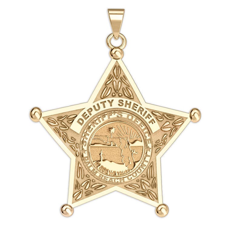 Personalized 5 Point Star Sheriff Badge Necklace or Charm - Shape 2