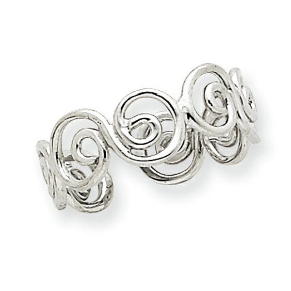 14K White Gold Swirl Toe Ring