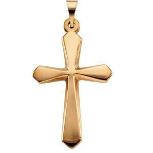 14K Yellow Gold Flared-Tip Cross Pendant