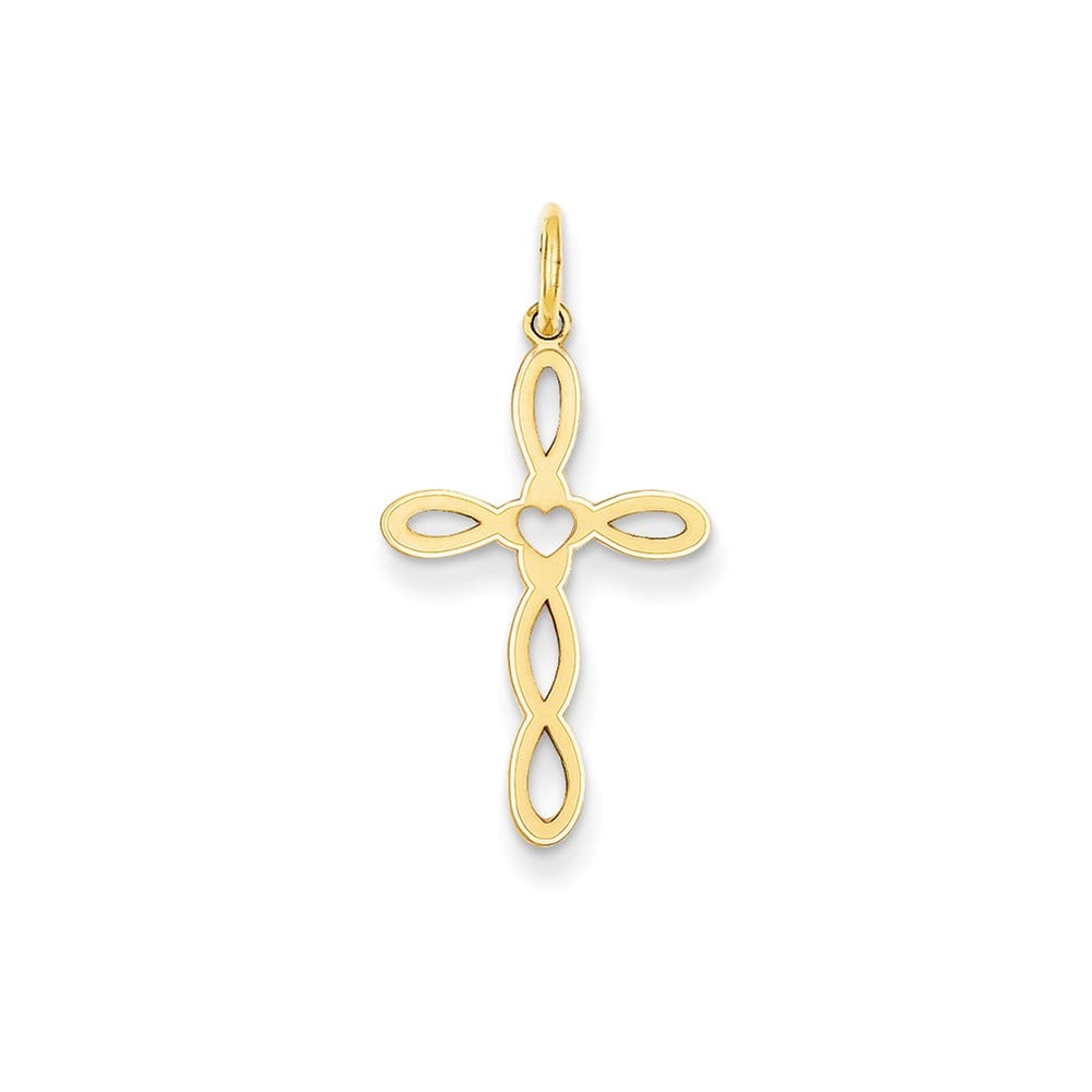 14K Laser Designed Open-Loop Cross Pendant