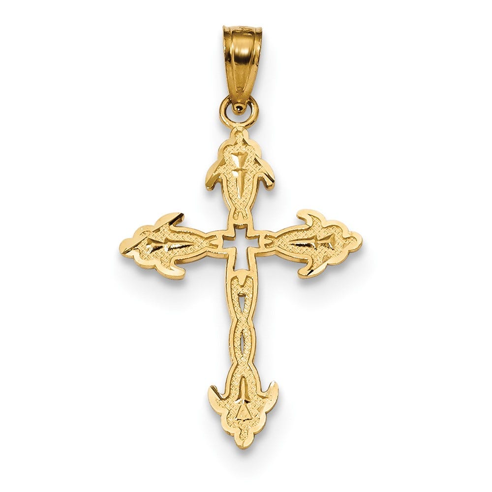 14K Yellow Gold Satin Cross Pendant