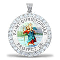 Saint Christopher Cz Round Medal