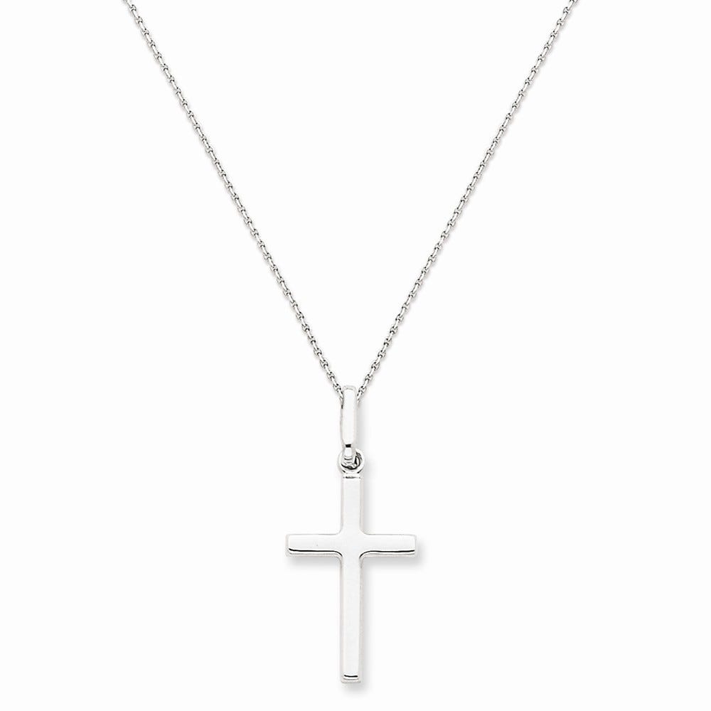 14K White Gold Hollow Cross Pendant