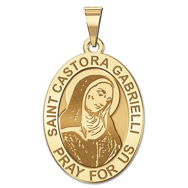 Saint Castora Gabrielli Round Religious Medal - Oval
