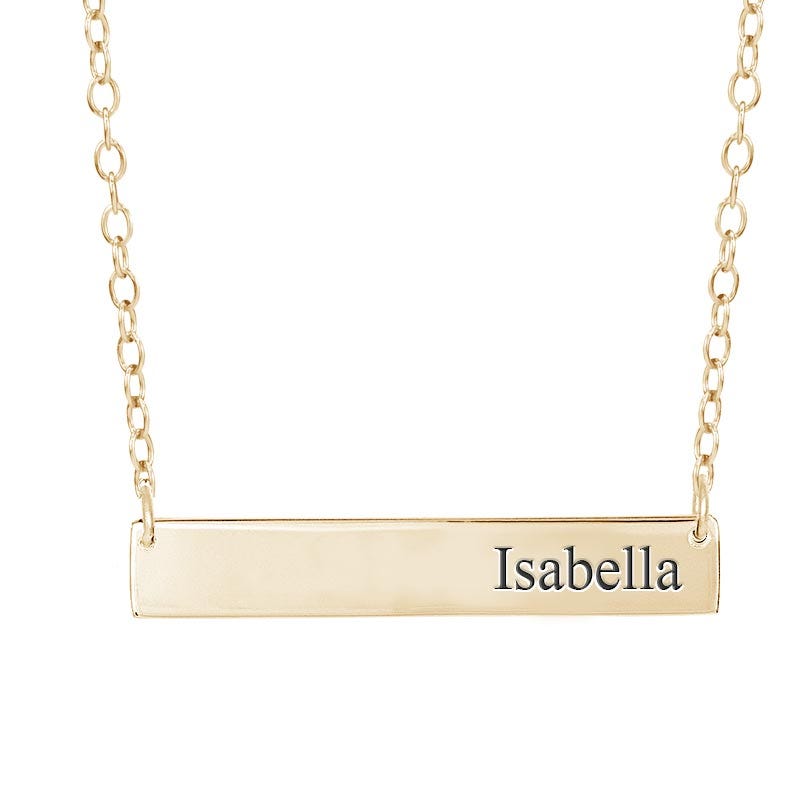 Personalized Name Bar Necklace with Chain