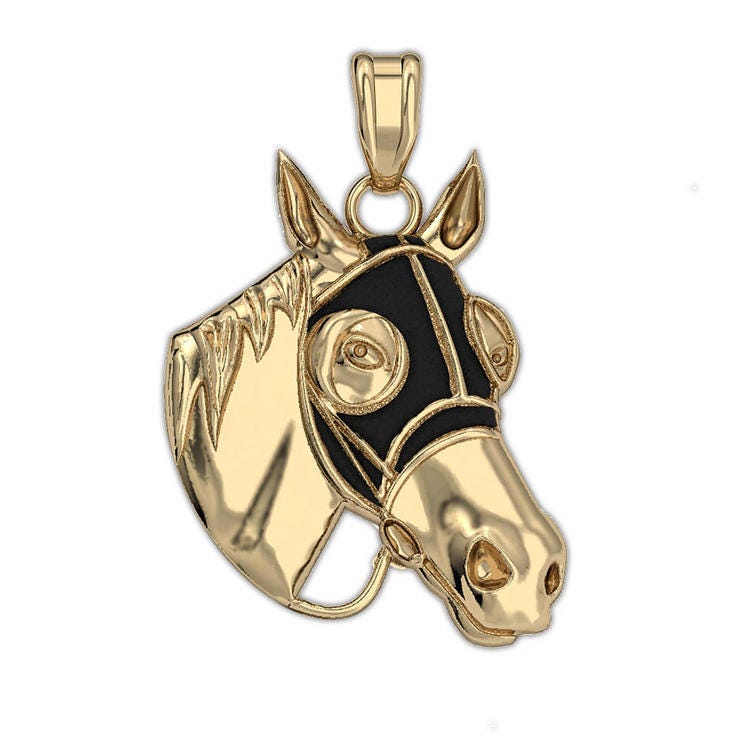 Racehorse with Blinder Mask Horse Pendant with Color of Your Choice