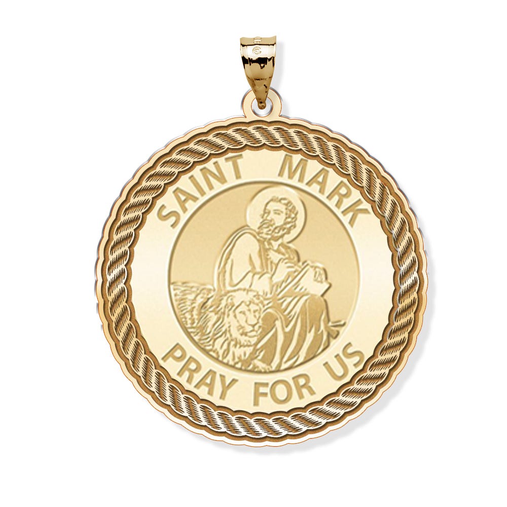 Saint Mark Round Rope Border Religious Medal