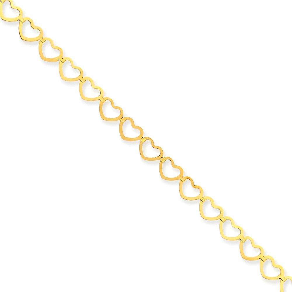 14K Polished Cut-Out Heart Anklet