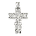 Rhodium-Plated Cz Crucifix Pendant