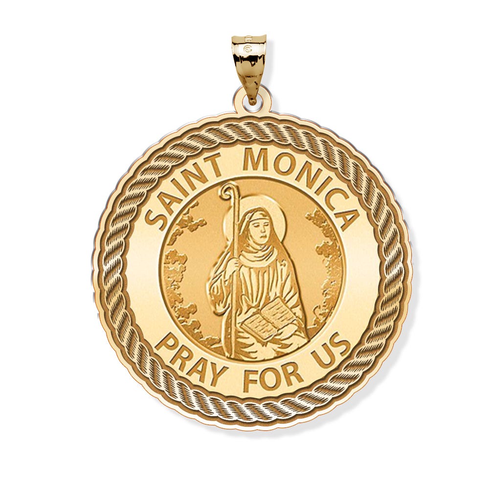 Saint Monica Round Rope Border Religious Medal