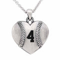 Heart Shaped Baseball Pendant with Number & Chain
