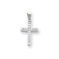 14K White Gold Princess Cut Diamond Latin Cross Pendant