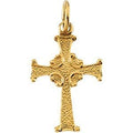 14K Yellow Gold Ornate-Relief Cross Pendant