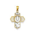 14K Yellow Gold And Rhodium Cross Pendant