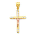 Two-Tone Cz Crucifix Pendant