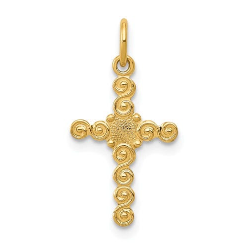 14K Small Polished Cross Charm