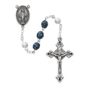 Pewter Blue Bead & Pearl Rosary