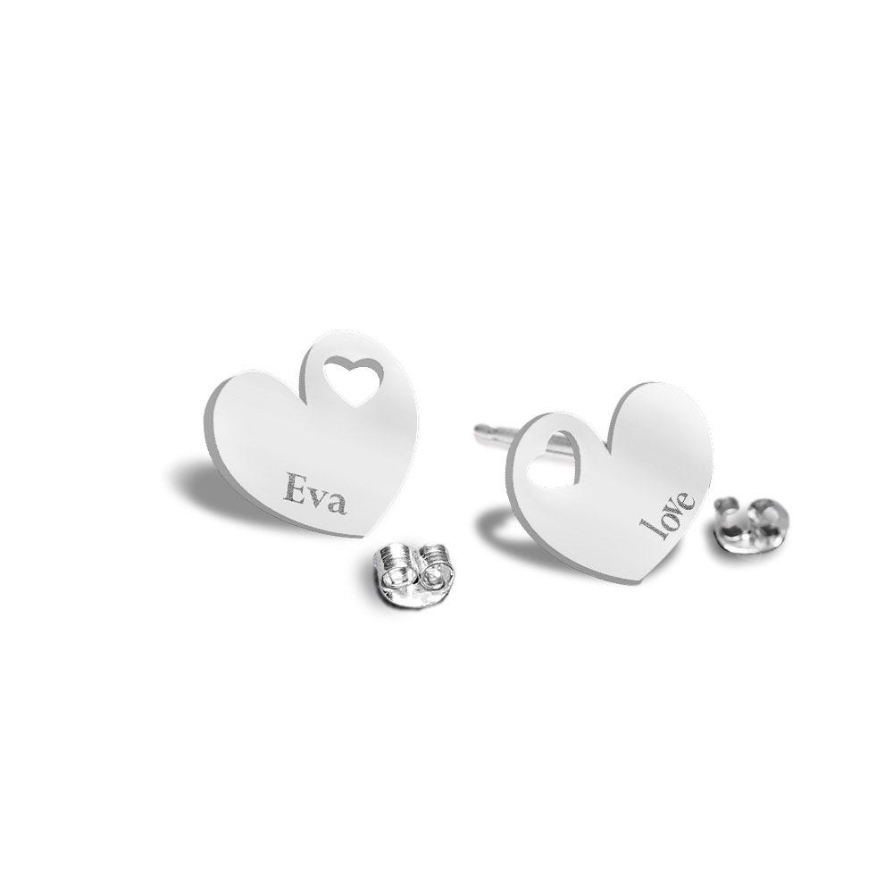 Personalized Dainty Minimal Heart Cut-Out Earrings