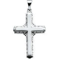 14K White Gold Textured-Edge Cross Pendant