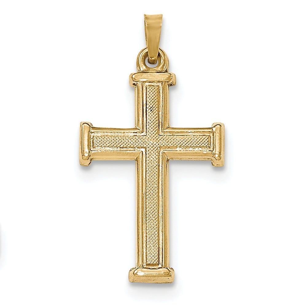 14K Brushed And Polished Latin Cross Pendant