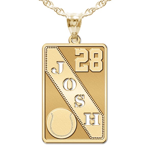 Personalized Baseball Pendant w/ Cut-out Name & Number