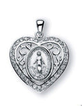 Sterling Silver Miraculous Medal With Cubic Zirconias