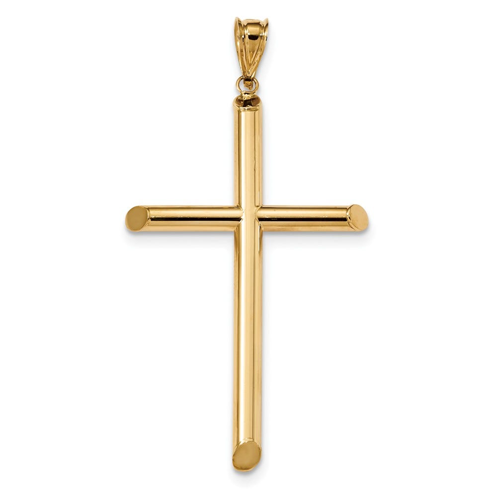 14K Polished Tube Cross Pendant