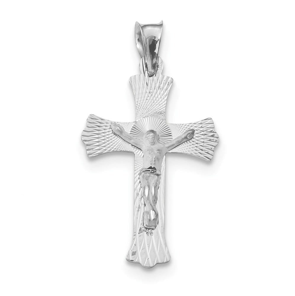 14K White Gold Crucifix Pendant