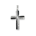 14K White Gold Black And White Diamond Cross Pendant