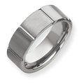 Tungsten Beveled Edge Approx. 0.35 Inch Brushed and Polished Wedding Band