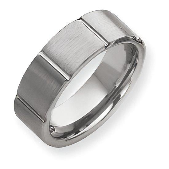 Tungsten Beveled Edge Approx. 0.35 Inch Brushed and Polished Wedding Band