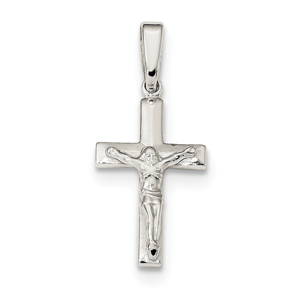 Sterling Silver Polished And Textured Crucifix Pendant