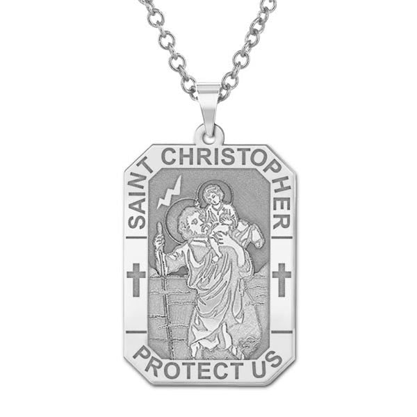 Saint Christopher Rectangular Tag Religious Medal