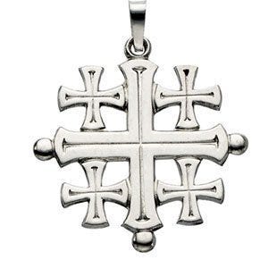 14K White Gold Jerusalem Cross Pendant