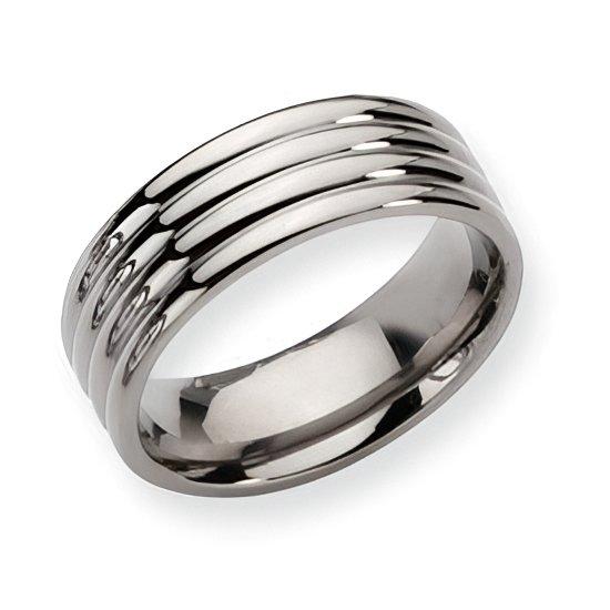 Titanium Grooved Approx. 0.31 Inch Polished Wedding Band