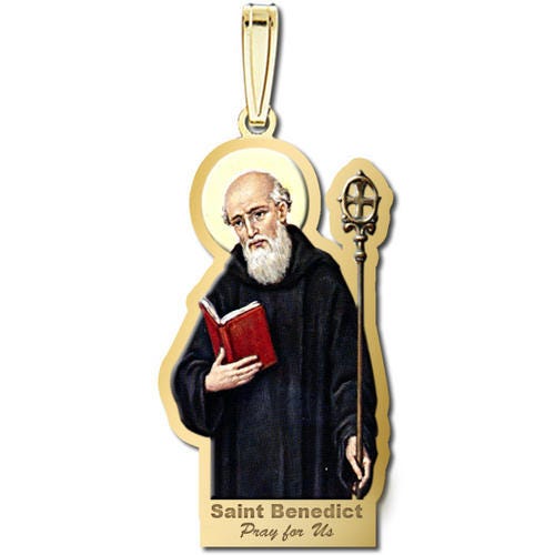 Saint Benedict Outlined Religious Medal "Color