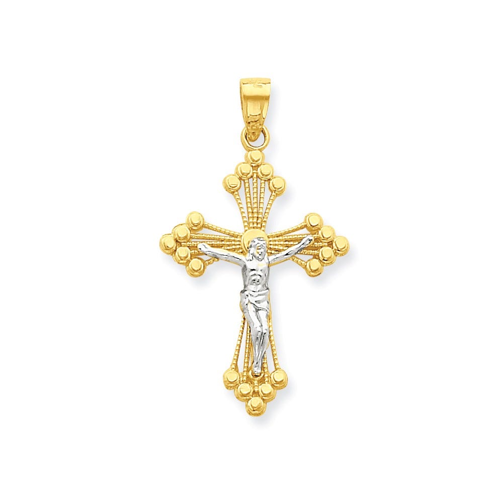 Gold And Rhodium Crucifix Pendant